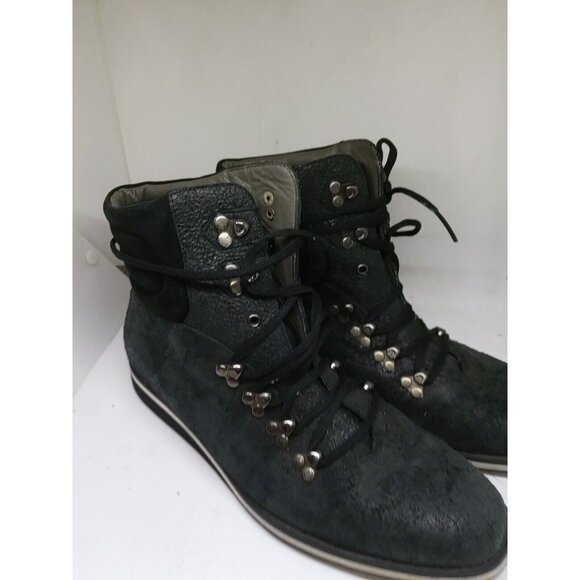 AH by Android Homme Men's Trainers Shoes High Top Navy Blue Crinkle Size 11 - Picture 2 of 10